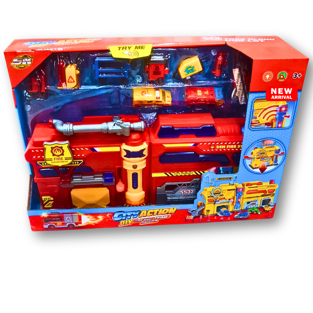 City Action DIY Fire Station Playset – Interactive Rescue Adventure! 🚒🔥