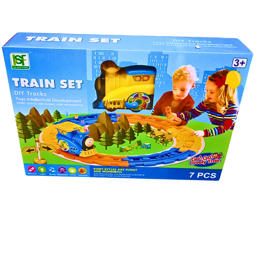 Go Go Lovely Train Set - 7-Piece DIY Track Set for Kids with Lights and Music - Educational Toy for Ages 3+ Main image