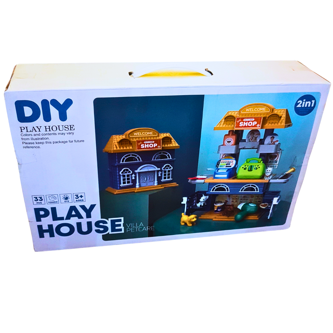 DIY Play House Villa & Pet Care 2-in-1 Playset - 33-Piece Building Set for Creative Play, Ages 3+ Secondary image
