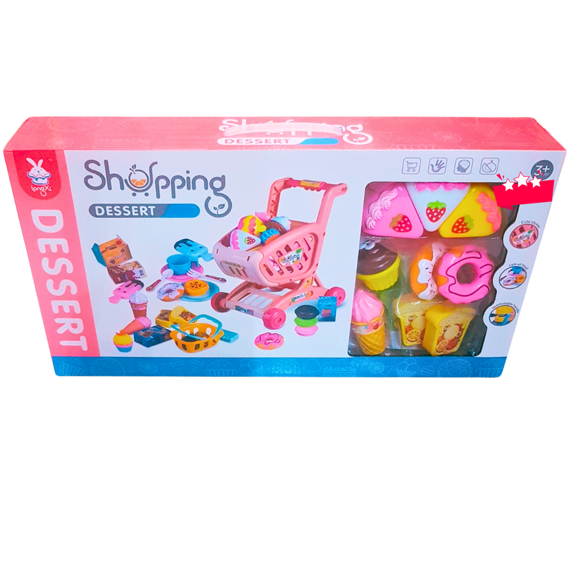 Dessert Shopping Cart Toy Set for Kids | Pretend Play Trolley with Cakes, Donuts & Ice Cream (Ages 3+) Main image