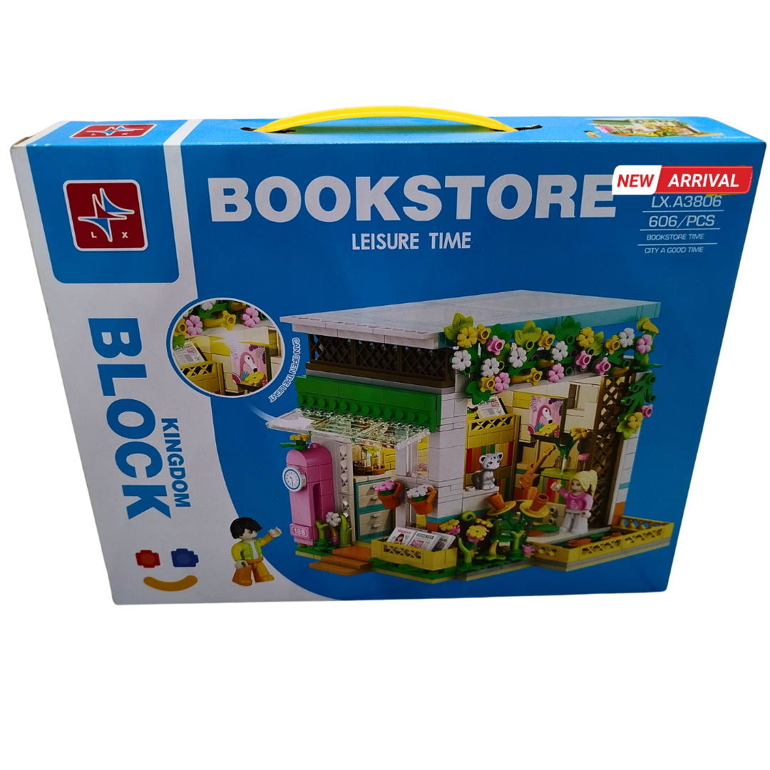 Educational Bookstore Building Blocks Set (606 PCS) – Creative City Shop Construction Toy for Kids | STEM Learning, Imagination & Fine Motor Skills