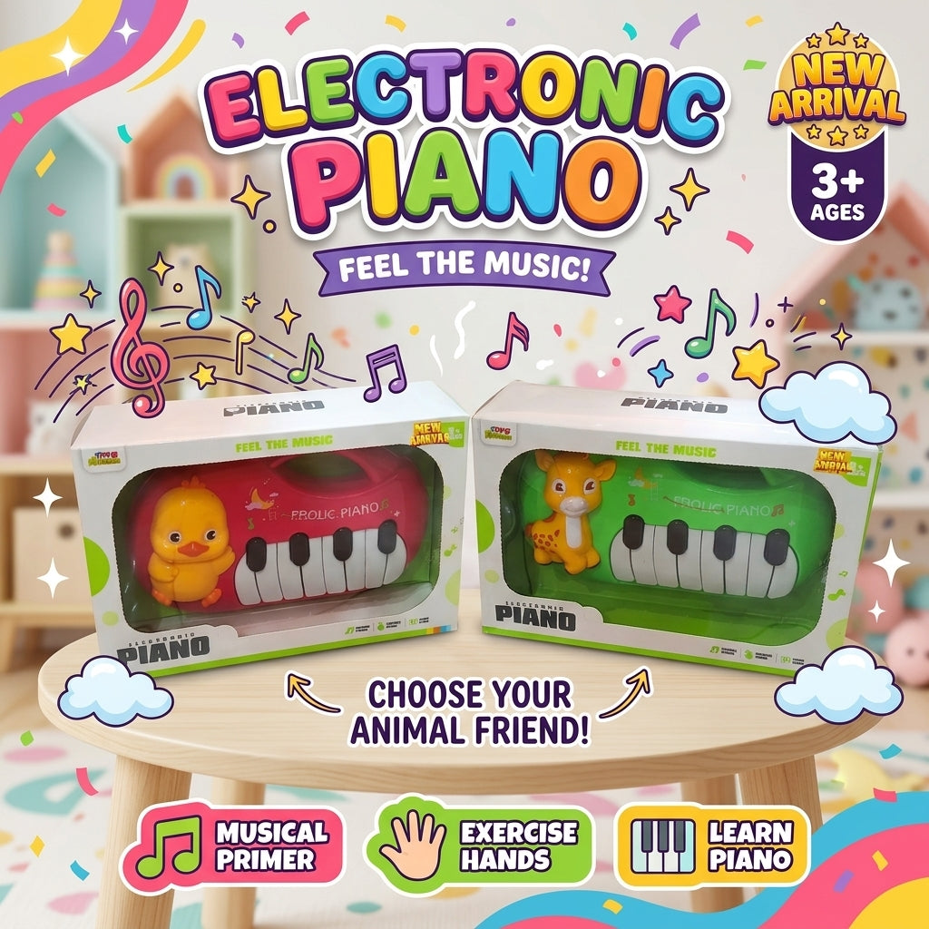 Animal-Themed Electronic Piano Toy for Kids – Colourful Mini Keyboard, Pink & Green Designs