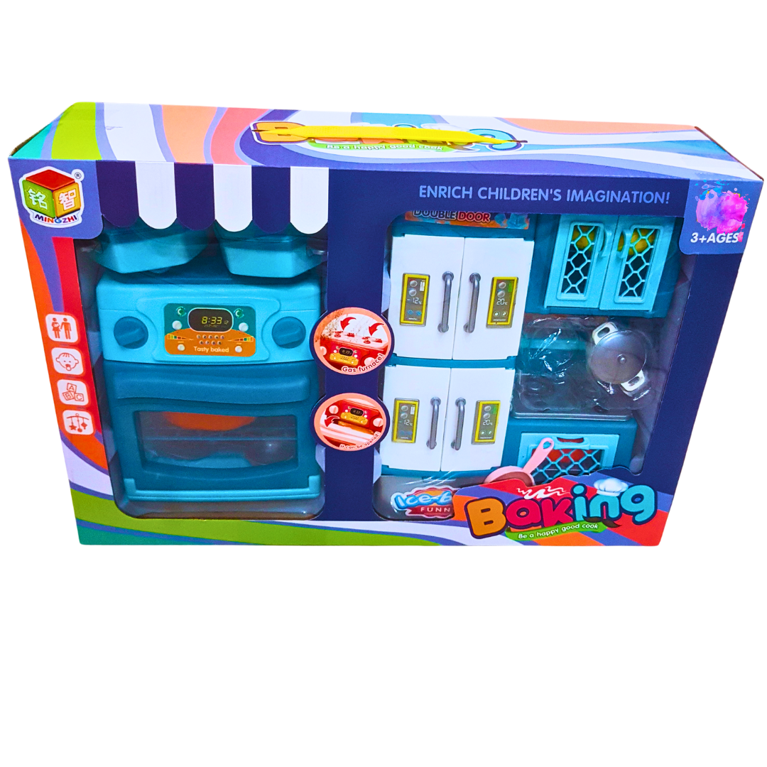 Baking Fun Kitchen Playset for Kids | Interactive Cooking Toy with Double Door Fridge and Oven
