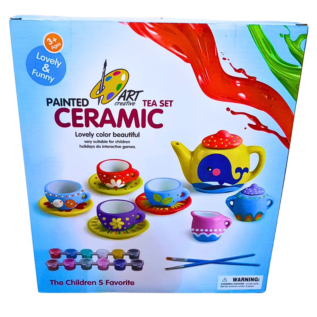 DIY Ceramic Tea Set Painting Kit for Kids - 17-Piece Creative Art Set (3+) Secondary image