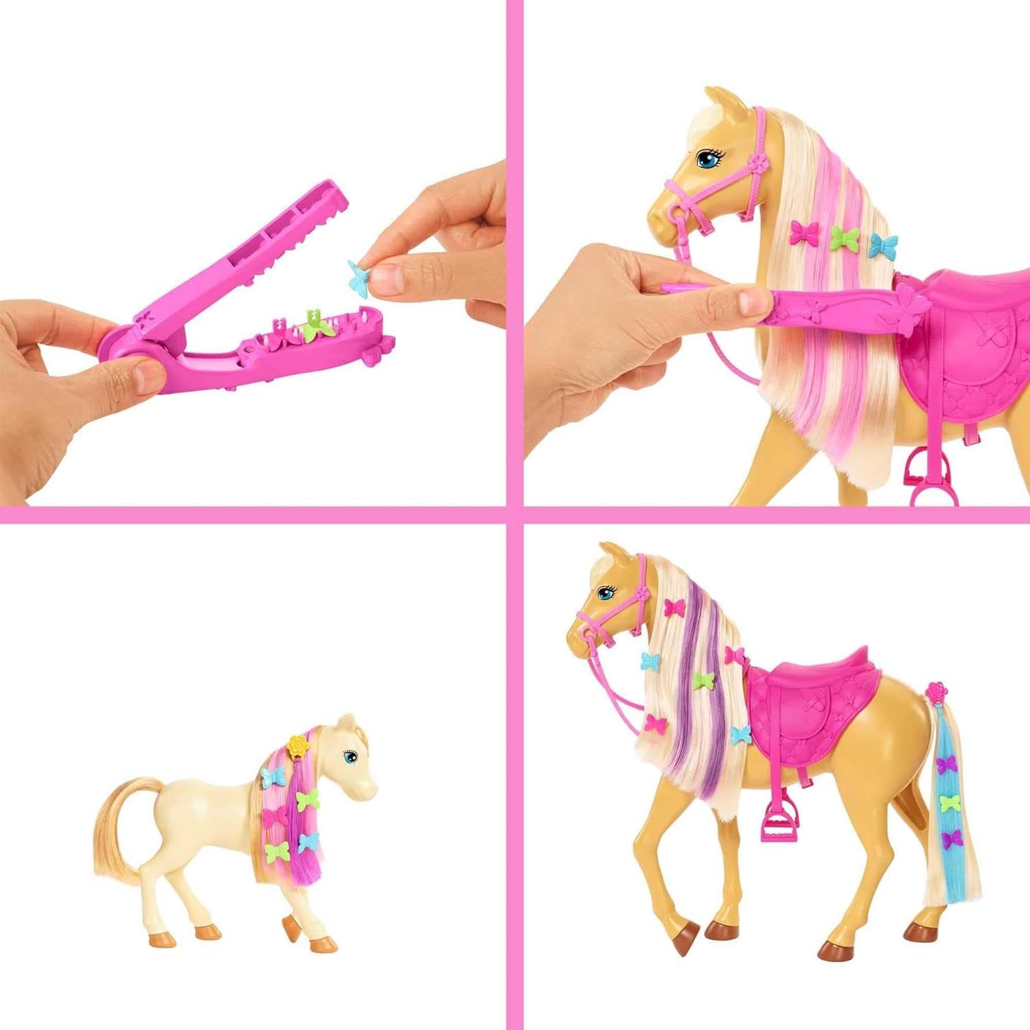 Barbie Groom 'n Care Horses Playset with Barbie Doll (Blonde 11.5-Inch), 2 Horses, 20+ Grooming and Hairstyling Accessories, Gift for 3-7 Years, GXV77