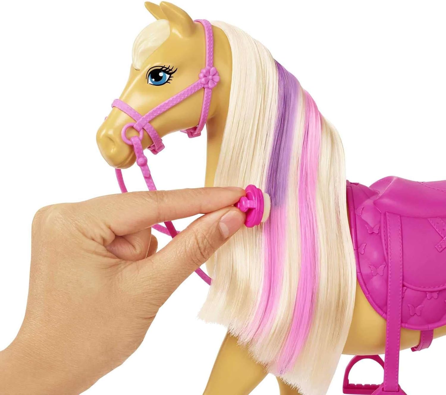 Barbie Groom 'n Care Horses Playset with Barbie Doll (Blonde 11.5-Inch), 2 Horses, 20+ Grooming and Hairstyling Accessories, Gift for 3-7 Years, GXV77