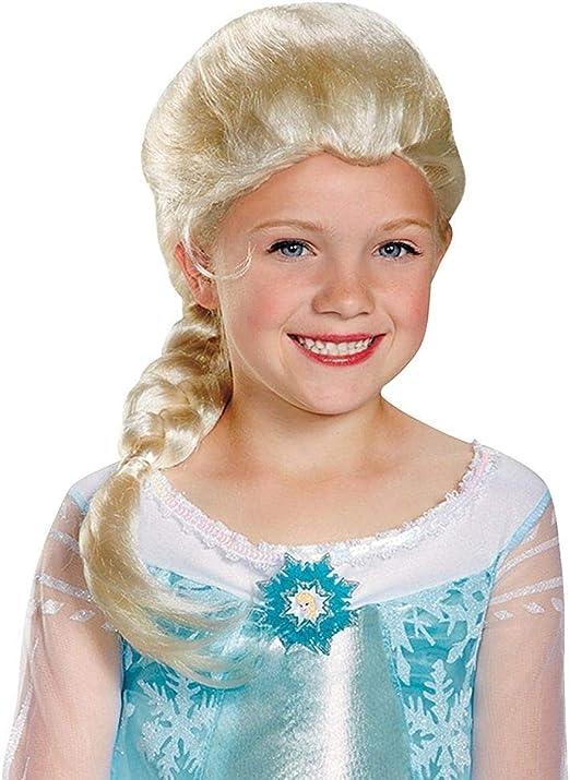 Girls' Frozen Elsa Wig - Premium Synthetic Fiber | Authentic Disney Look for Costumes & Parties