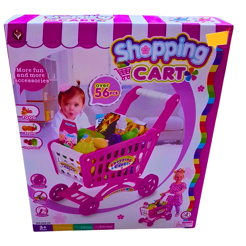 Kids Shopping Cart Playset – Over 56 Pieces of Food, Fruits & Accessories (3+ Years) Main image