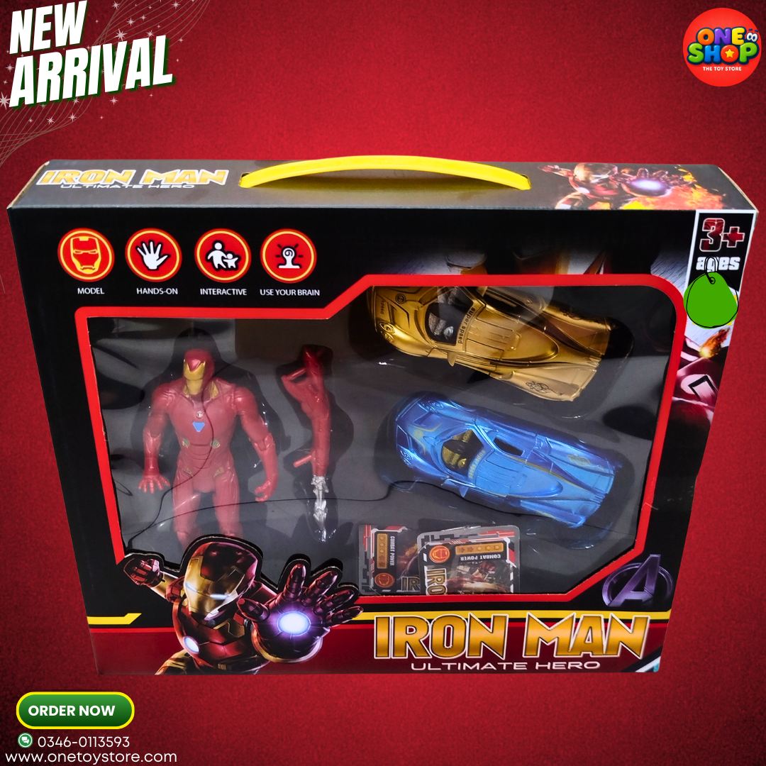 Iron Man Ultimate Hero Toy Set with Sports Car & Jet – Marvel Action Figure Collection | Superhero Toys for Kids (3+)