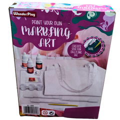 🎨 WonderPlay Paint Your Own Marbling Art Kit – DIY Swirl Art Bag for Kids (6+ Years) | Create Unique Marbled Tote Designs