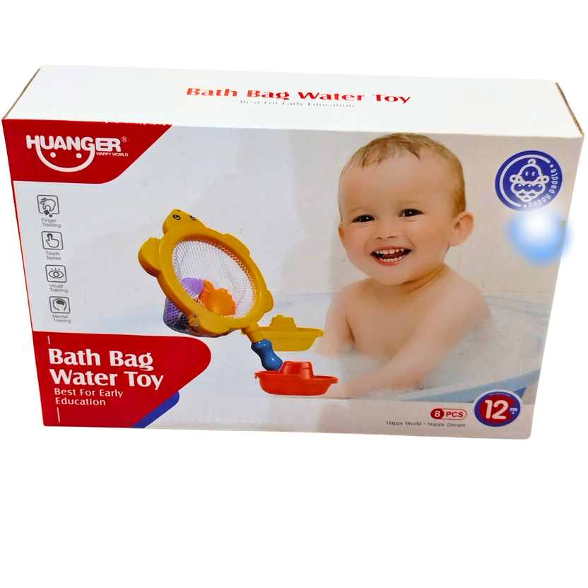 Bath Net Water Toy Set for Toddlers – 8-Piece Floating Boat & Fish Catching Game | Baby Bath Toys with Scoop & Net for 12 Months+ Main image