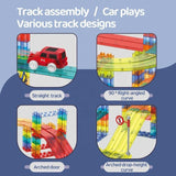 Railcar 63 PCS Magnetic Building Blocks Track Set Educational Toy Playset 1 LED Car STEM Learning Building Set for Kids 3-10 Years