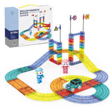 Railcar 63 PCS Magnetic Building Blocks Track Set Educational Toy Playset 1 LED Car STEM Learning Building Set for Kids 3-10 Years