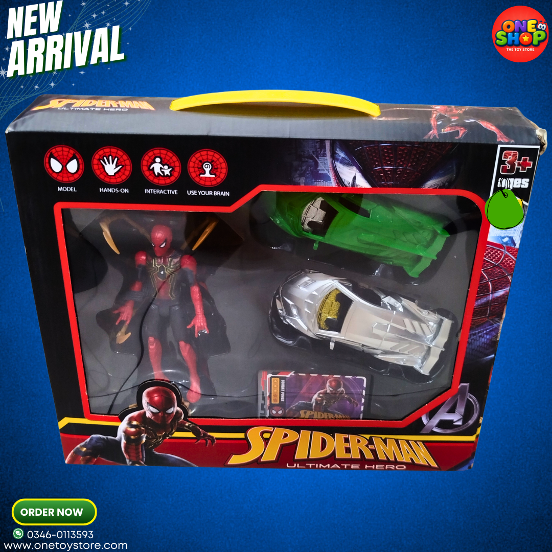 🔥 Spider-Man Ultimate Hero Action Figure Set with Toy Cars & Accessories – Avengers Superhero Toys for Kids 3+