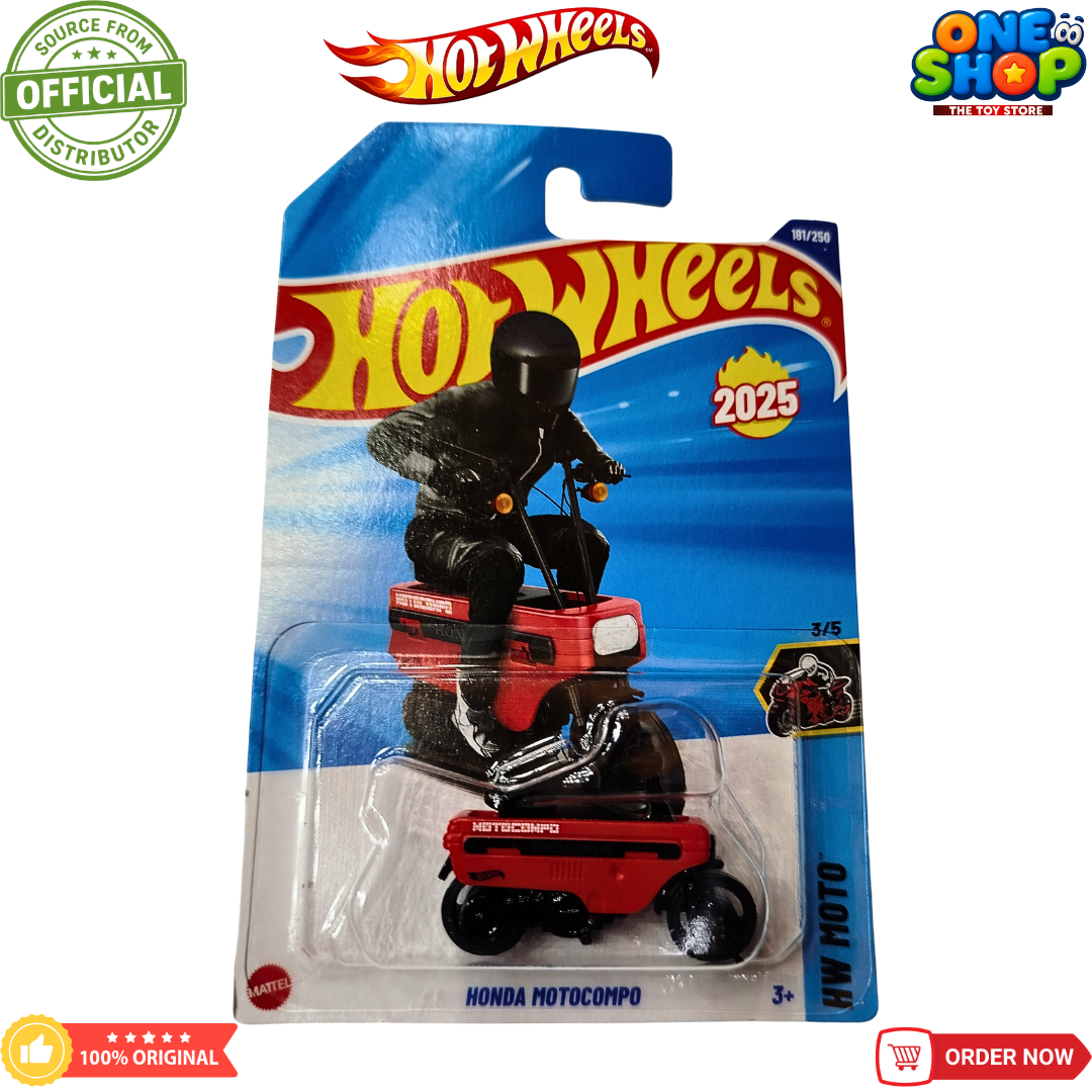 Hot Wheels Honda Motocompo Die-Cast Mini Bike – Red Pocket Motorcycle Toy for Kids & Collectors