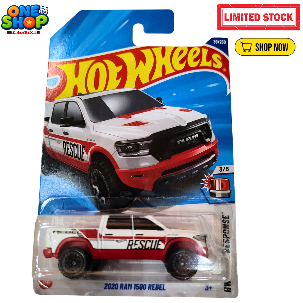 Hot Wheels 2020 RAM 1500 Rebel Rescue Die-Cast Truck – 1:64 Scale Mattel Toy | Off-Road Rescue Pickup for Kids