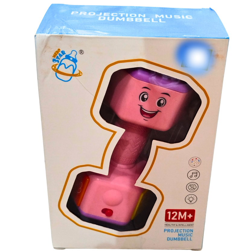 Projection Music Dumbbell Toy for Babies – Light & Sound Rattle Toy for 12 Months+ | Early Learning Toy for Hand Grip & Sensory Play Main image