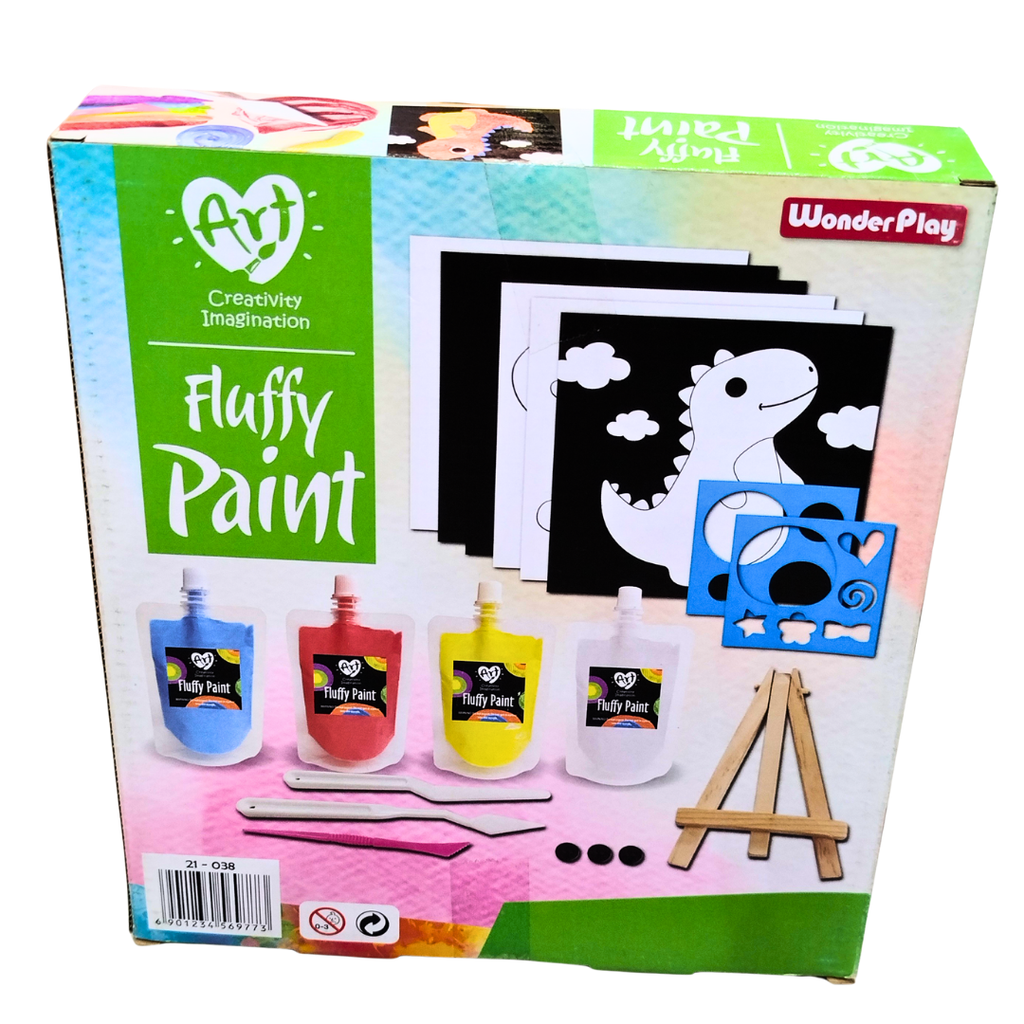 🎨 WonderPlay Fluffy Paint Art Kit – DIY Puffy Texture Painting Set for Kids (6+ Years) | Create 3D Art with Stencils, Cards & Easel