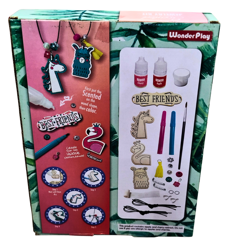💖 WonderPlay Scented Jewelry Kit for Kids – DIY Best Friends Necklace & Bracelet Craft Set (6+ Years) | Apple & Cherry Scented Art Activity Main image