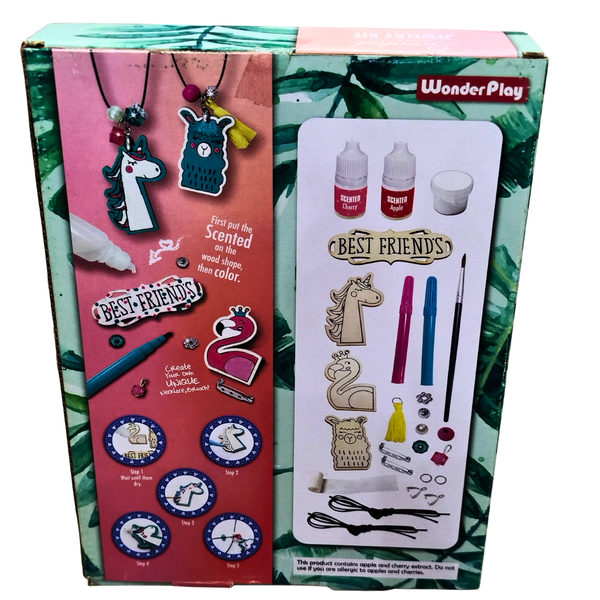 💖 WonderPlay Scented Jewelry Kit for Kids – DIY Best Friends Necklace & Bracelet Craft Set (6+ Years) | Apple & Cherry Scented Art Activity
