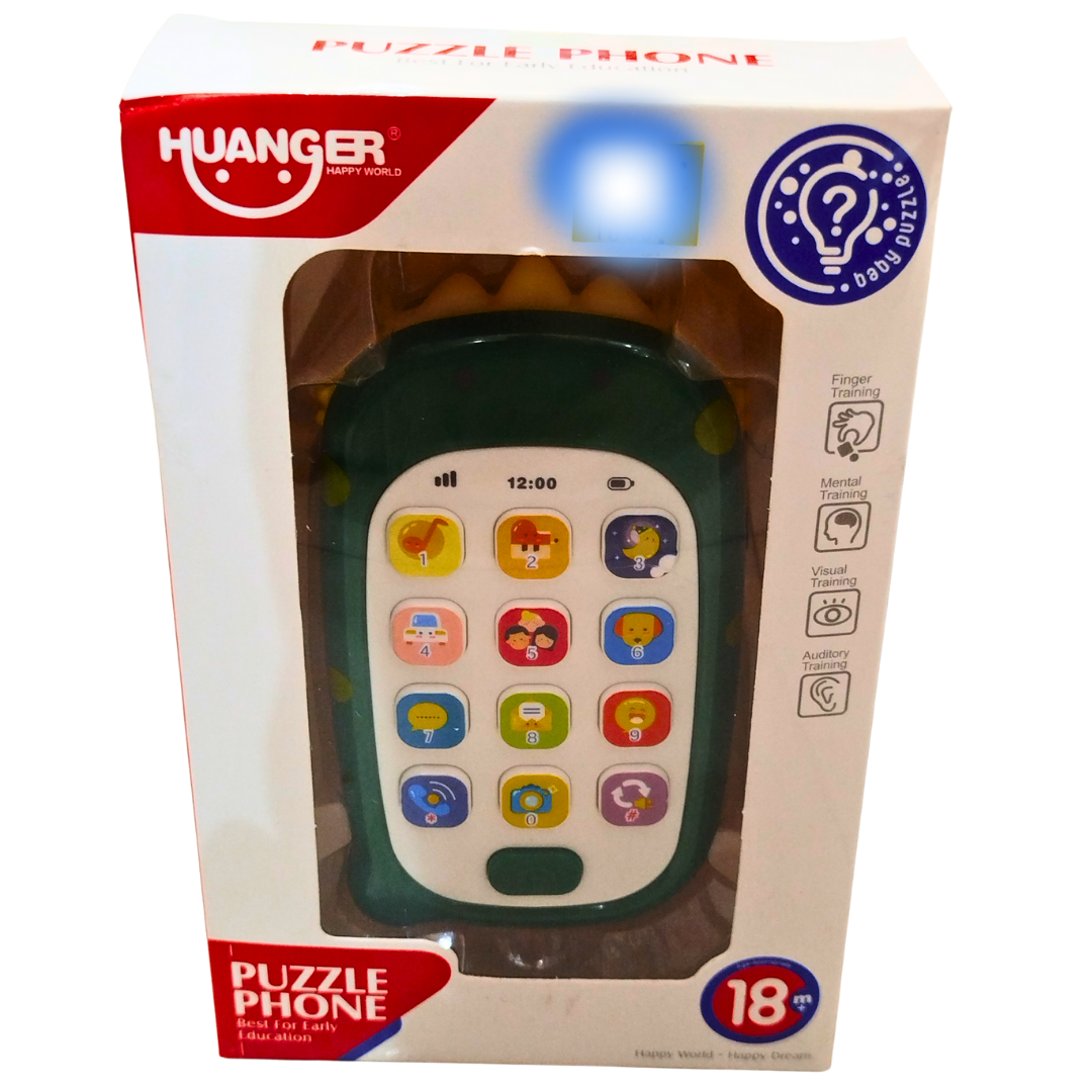 Huanger Puzzle Phone Toy for Toddlers – Interactive Learning Mobile with Sound & Light for 18 Months+ | Baby Educational Toy for Sensory & Finger Training