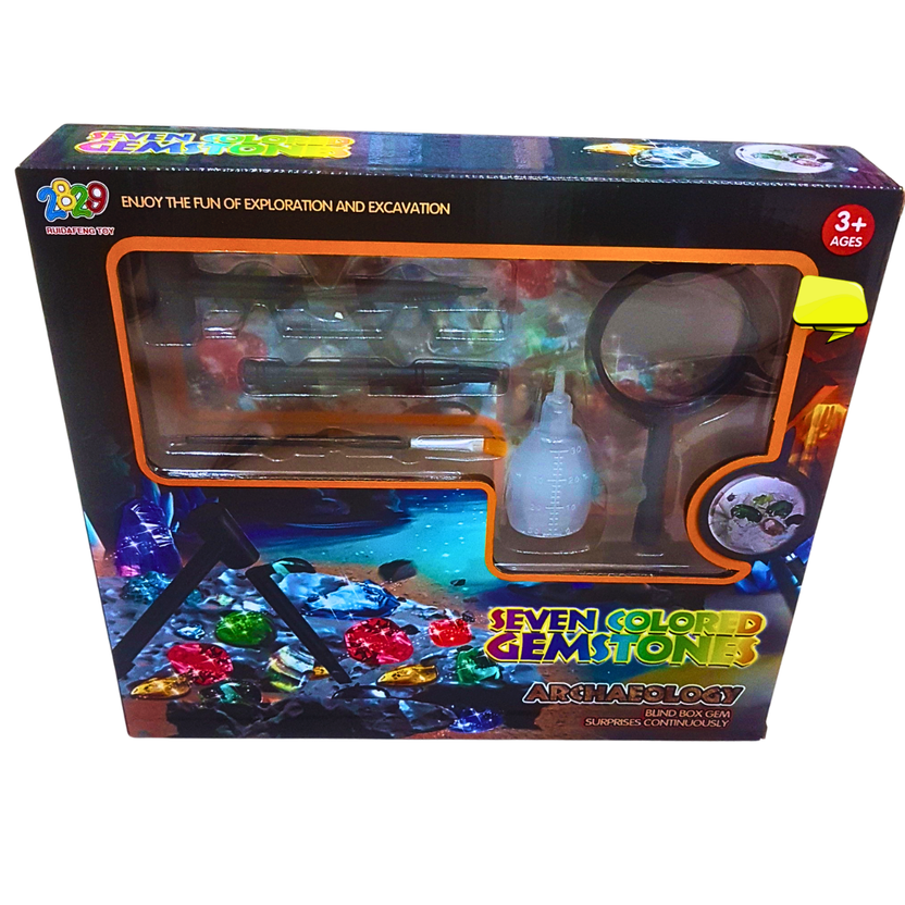 Seven Colored Gemstones Archaeology Excavation Kit – Educational Toy for Kids (Ages 3+) Main image