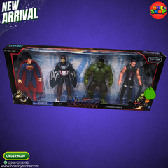 Avengers Endgame Action Figures Set for Kids – Superhero Collection Pack (Superman, Captain America, Hulk, Hawkeye) | Marvel & DC Toys for Boys & Girls