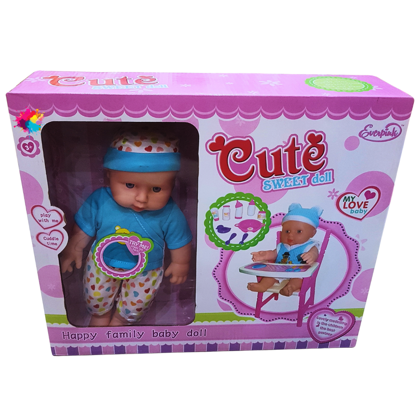 Cute Sweet Doll Playset - Interactive Baby Doll with Feeding Accessories (Ages 3+) Main image
