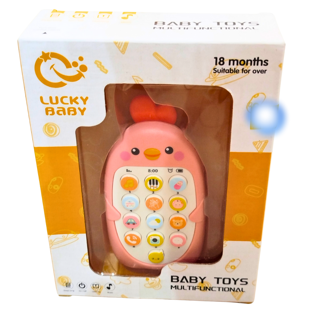 Lucky Baby Multifunctional Musical Toy Phone – Chick Design Sound & Light Mobile for Toddlers 18 Months+ | Early Learning Educational Toy