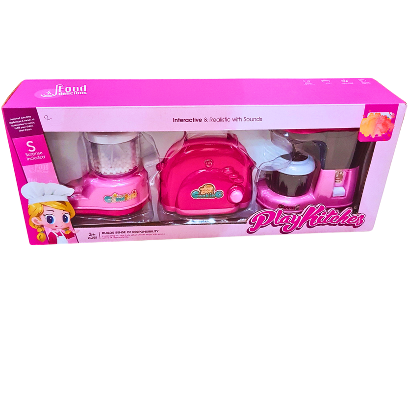 Play Kitchen Appliance Set for Kids | Interactive Blender, Toaster, and Coffee Maker with Lights and Sounds | Pretend Play Toy | Ages 3+ Main image