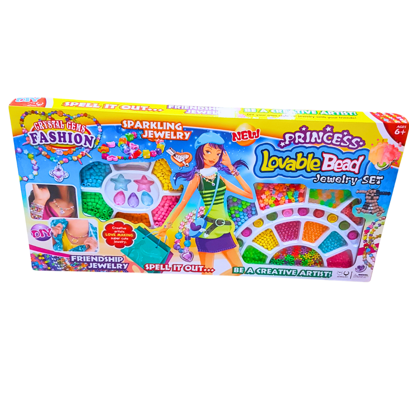 Princess Lovable Bead Jewelry Set – DIY Friendship Bracelets & Necklace Craft Kit (Ages 6+)" Main image