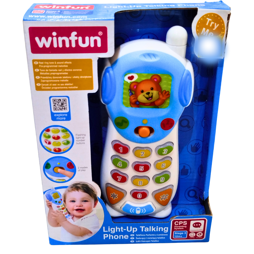 Winfun Light-Up Talking Toy Phone for Babies – Musical Pretend Play Mobile with Lights, Sound & Flashing Buttons | Learning Phone Toy for 12 Months+