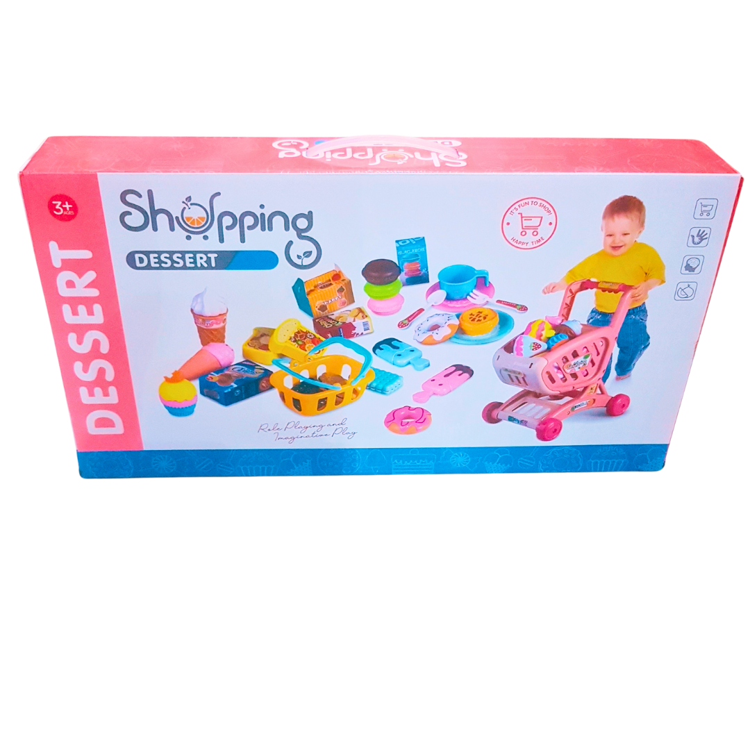 Dessert Shopping Cart Toy Set for Kids | Pretend Play Trolley with Cakes, Donuts & Ice Cream (Ages 3+) Secondary image