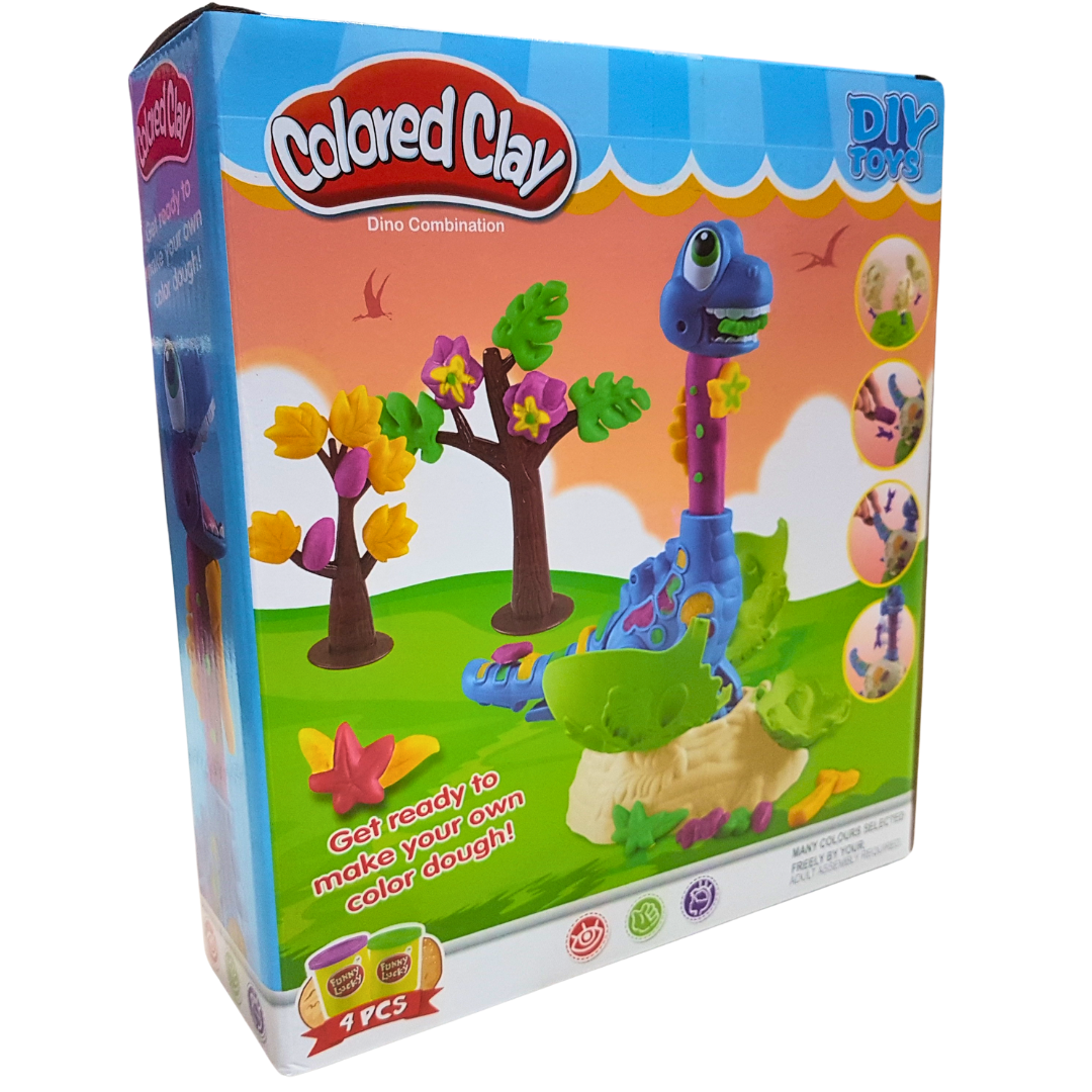 Prehistoric Adventure Colored Clay Set - Dino Combination Series with 4 Molding Doughs for Kids Secondary image