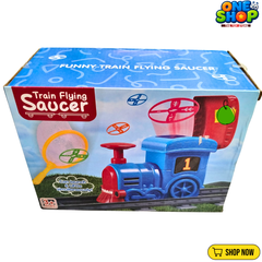 Train Flying Saucer Launcher Toy for Kids – UFO Flying Disc Train Game with Catching Nets | Interactive Outdoor & Indoor Fun Toy Ages 3+