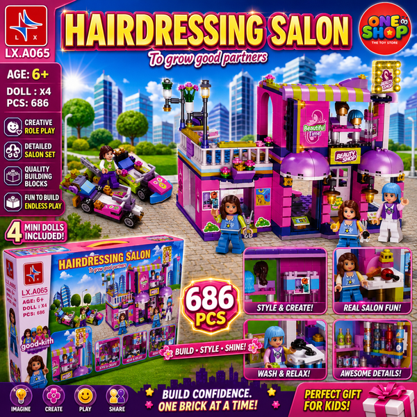 Hairdressing Salon Building Blocks Set for Girls – 686 Pieces Beauty Salon Construction Toy with 4 Mini Dolls & Accessories | Ages 6+
