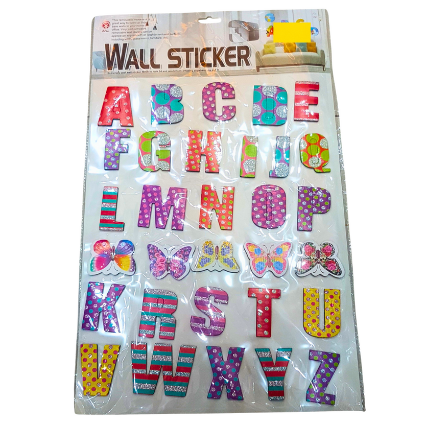 Colorful Alphabet Wall Stickers with Butterfly Designs – Educational & Decorative Stickers for Kids' Rooms Main image