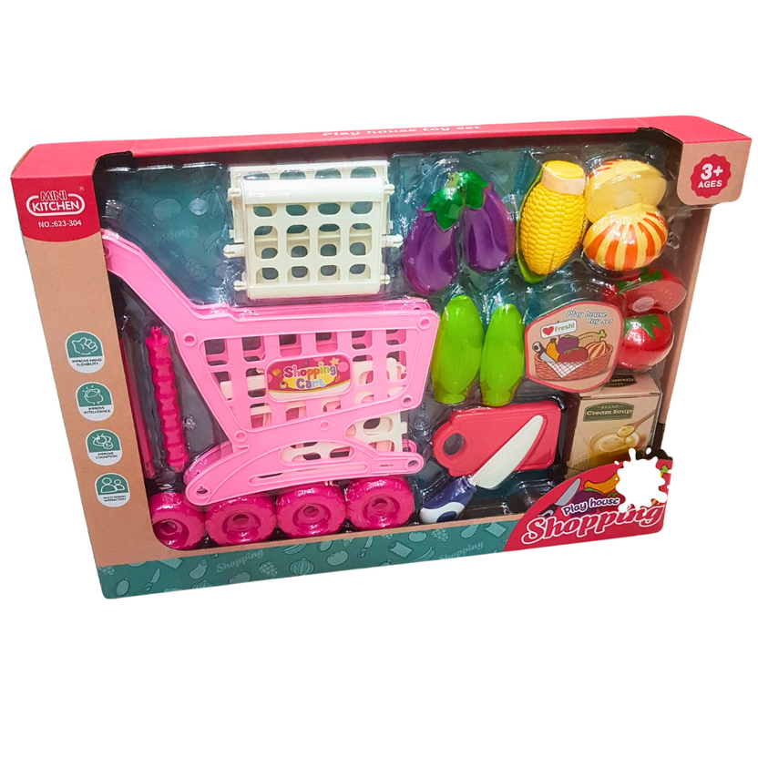 Mini Kitchen Play House Shopping Cart Playset - Fun Grocery Shopping for Kids Main image