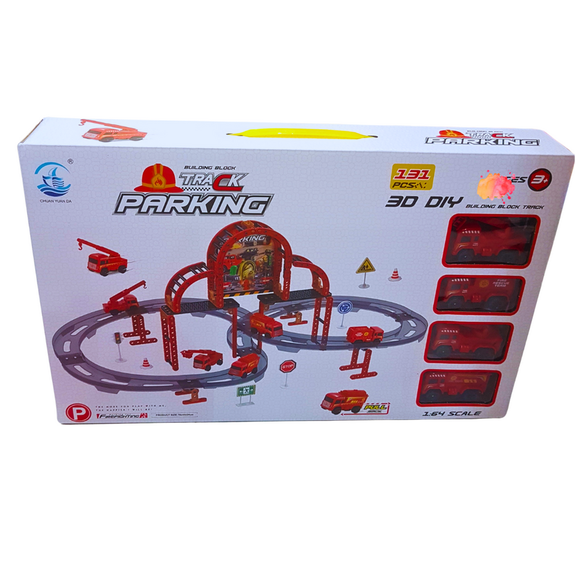 Track Parking 3D DIY Building Block Playset - 131 Pieces Main image