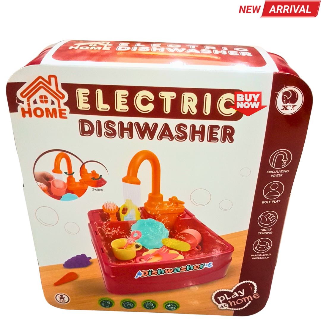 💧 Electric Dishwasher Toy for Kids – Real Water Circulation Kitchen Sink Play Set (Age 3+)