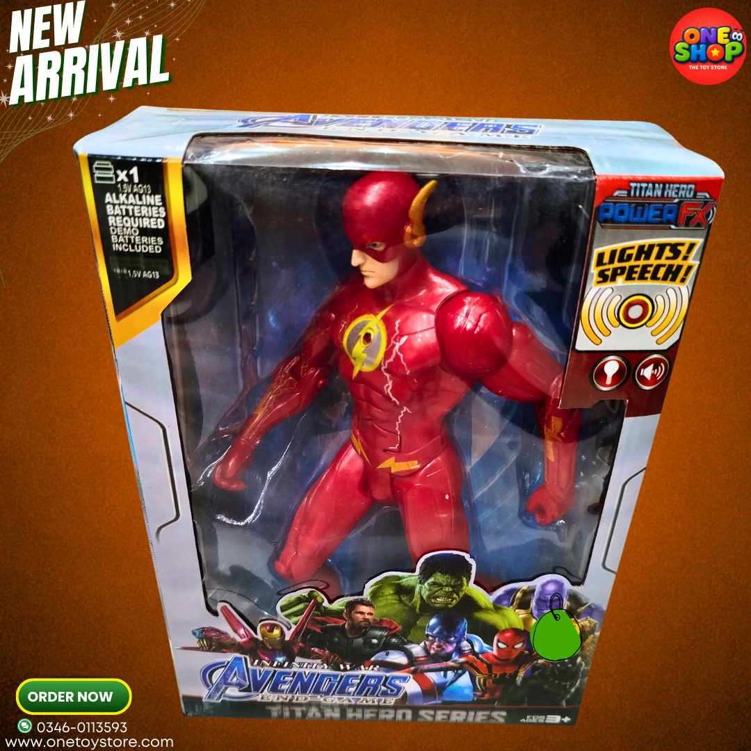 DC The Flash Titan Hero Power FX Action Figure with Lights & Sound – Large Talking Superhero Toy for Kids (3+ Years)