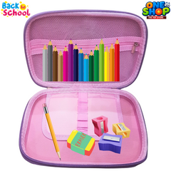 Princess Pencil Pouch for Girls – Hard Shell School Case with Built-in Calculator | Back to School Stationery Organizer