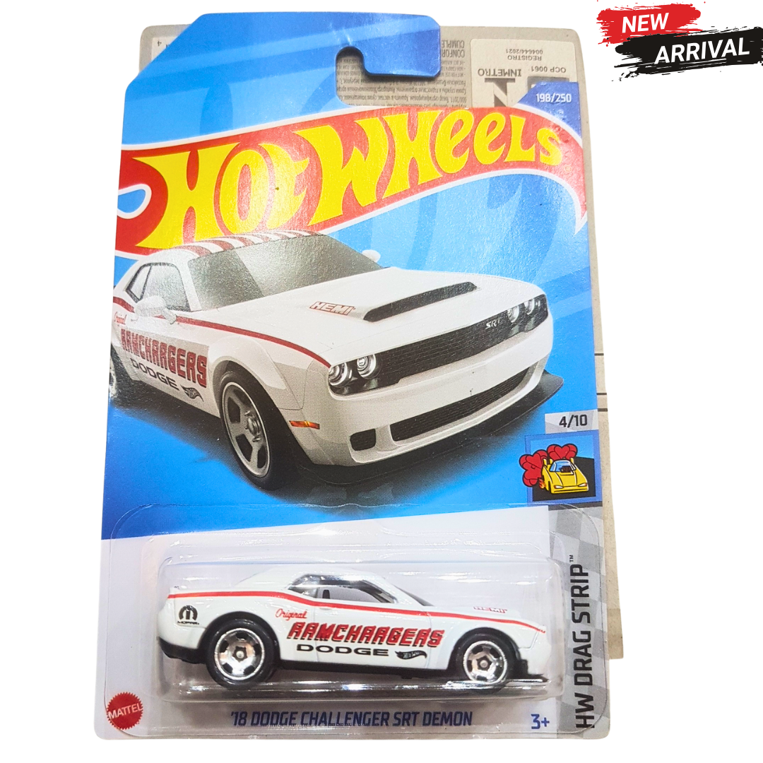 🏁 Hot Wheels ’18 Dodge Challenger SRT Demon – HW Drag Strip | Muscle Car Toy for Kids & Collectors (3+)