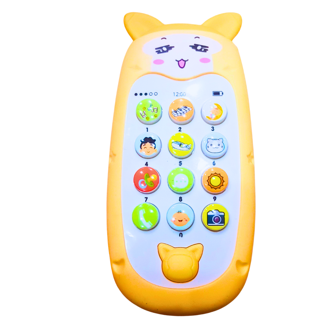 Animal-Themed Learning Toy Phone for Kids – Lights, Sounds, and Fun Buttons (Available in Yellow, Blue, and Pink)