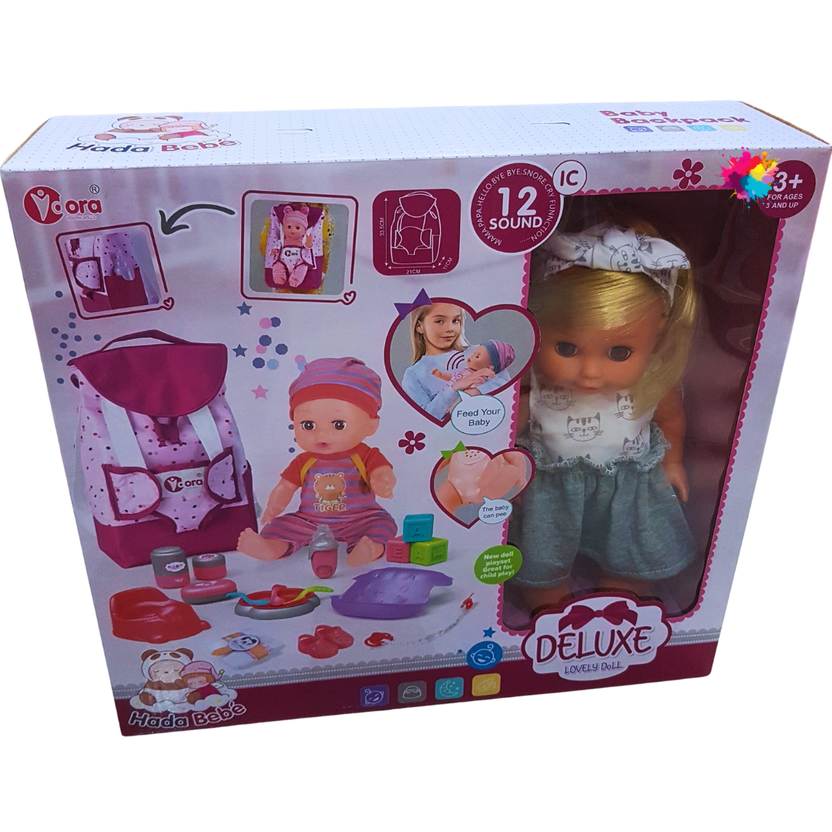 Deluxe Interactive Baby Doll Playset with Backpack and Accessories (Ages 3+) Main image