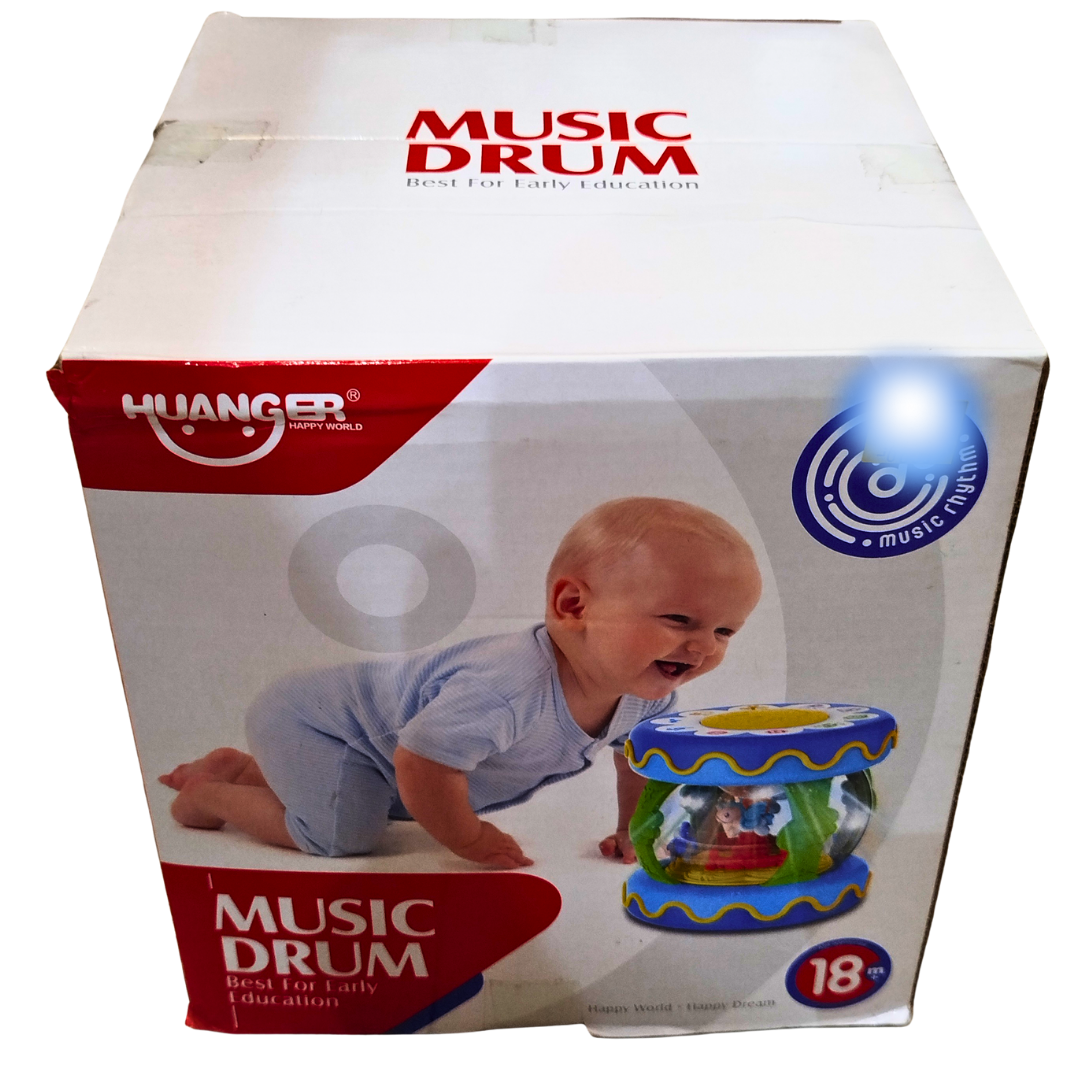 Huanger Musical Drum Toy for Babies – Light & Sound Activity Drum for Crawling Toddlers 18 Months+ | Early Learning Music Toy