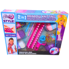 2-in-1 Rainbow Knitting DIY Craft Kit – Create Fashionable Scarves, Bracelets & More (Ages 6+)
