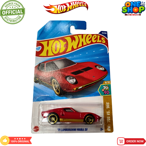 Hot Wheels ’71 Lamborghini Miura SV Die-Cast Car 2025 – Classic Super Sports Car Toy for Kids & Collectors