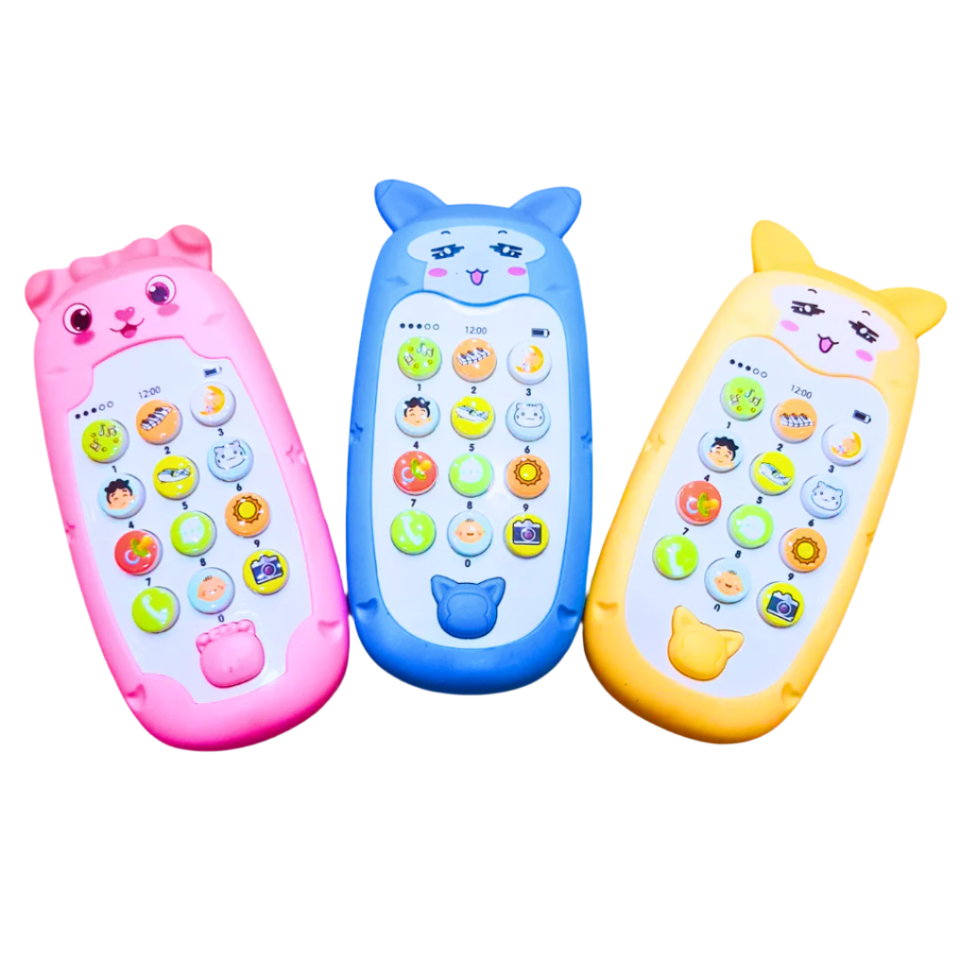 Animal-Themed Learning Toy Phone for Kids – Lights, Sounds, and Fun Buttons (Available in Yellow, Blue, and Pink)