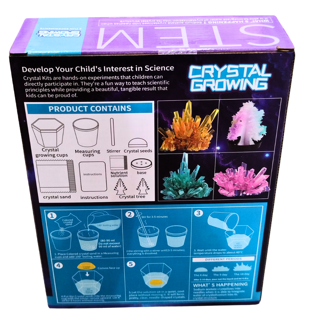 🔬 Crystal Growing Science Kit – STEM Educational Set for Kids | 2 Crystal Experiments | Grow Gemstones at Home (8+ Years)
